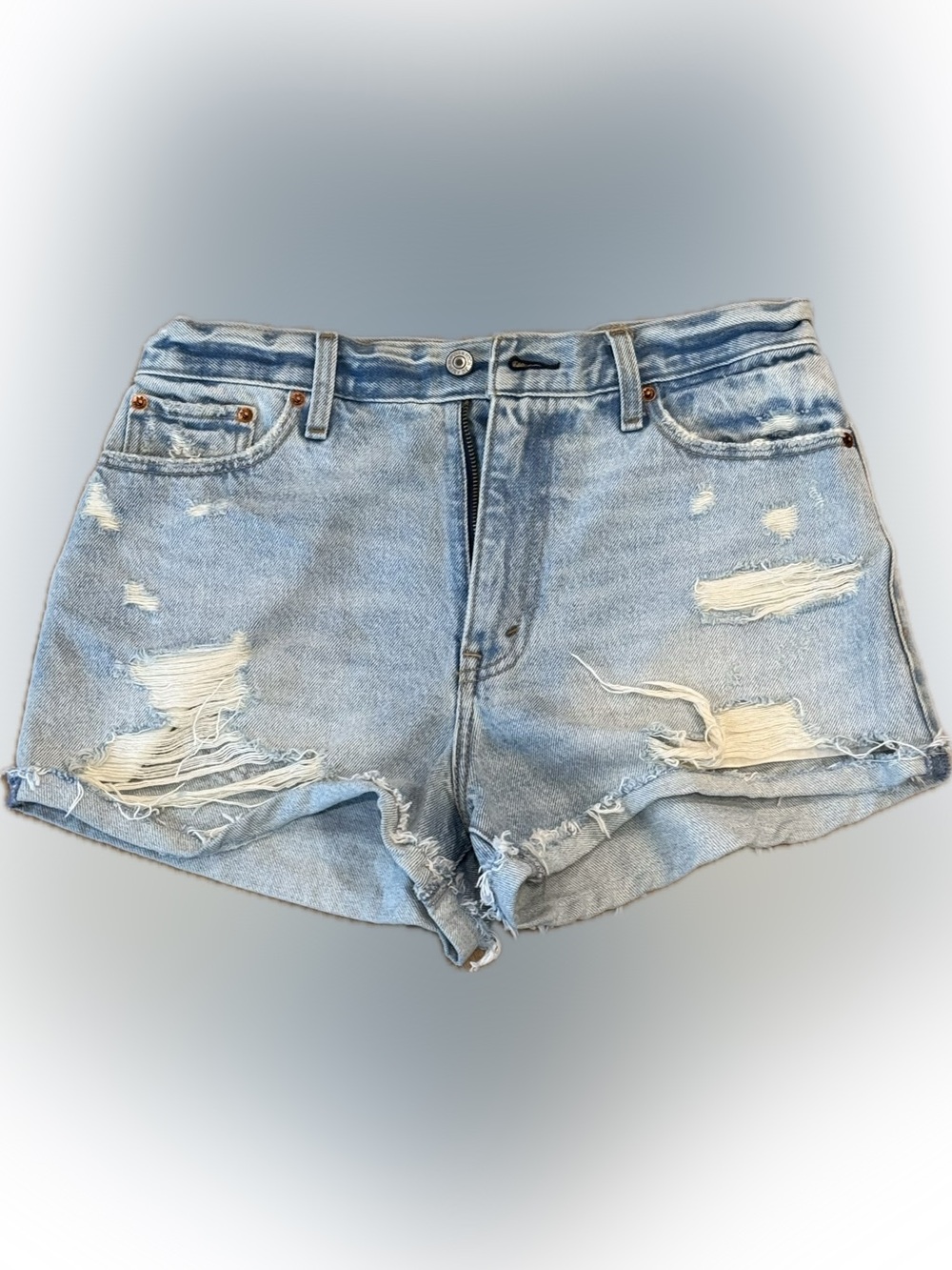 Abercrombie & Fitch Light Blue Distressed Jean Shorts